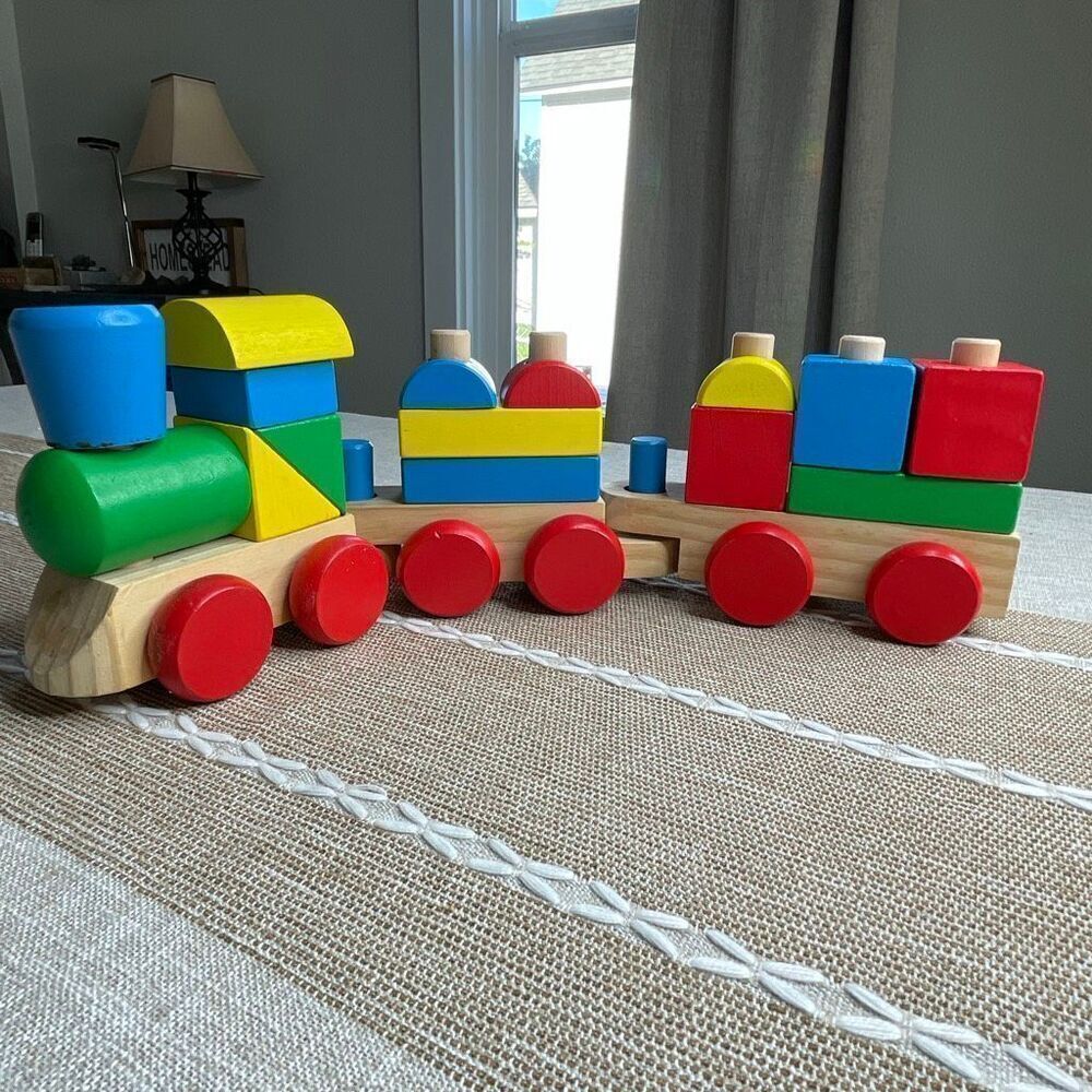 Melissa and Doug stacking train classic wood toy